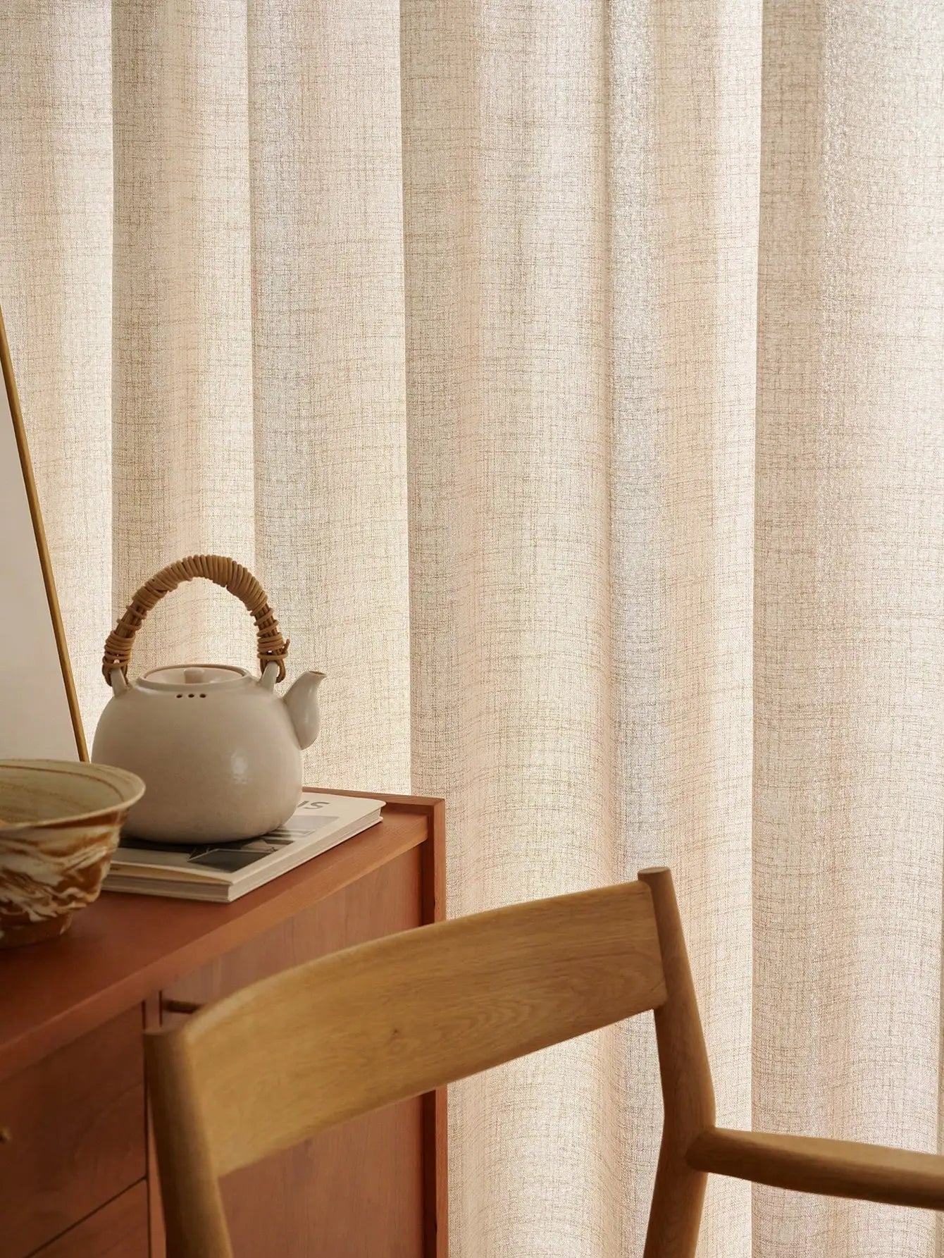 Cortinados Textura de linho japonês